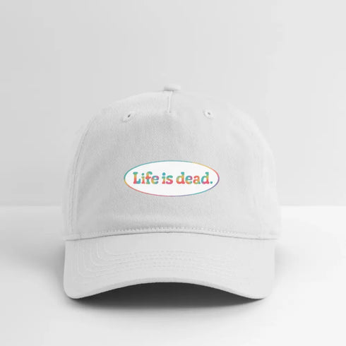 Life is dead. Signature Oval TieDye Stealie Grateful Dead Stealie Dad Hat - white